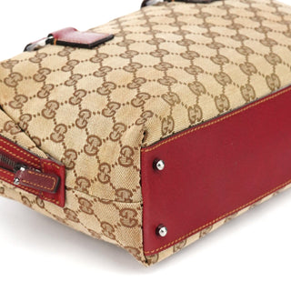 Gucci Beige Burgundy GG Tote Bag