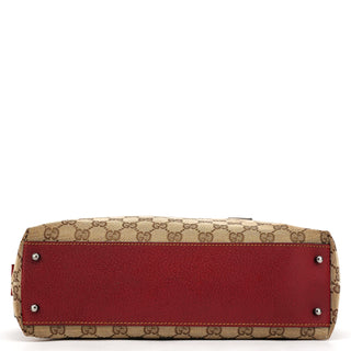 Gucci Beige Burgundy GG Tote Bag