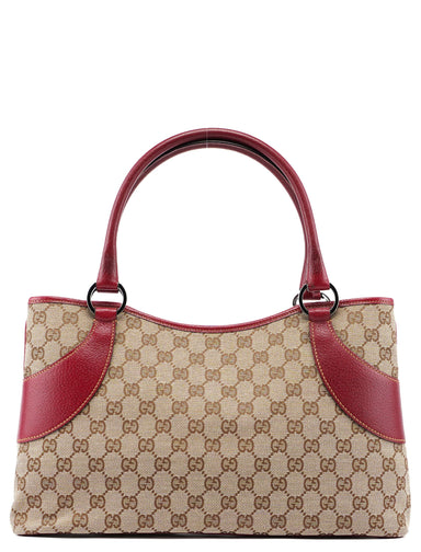 gucci Beige Burgundy GG Tote Bag