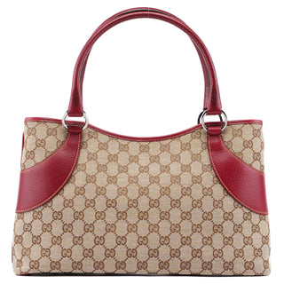 gucci Beige Burgundy GG Tote Bag