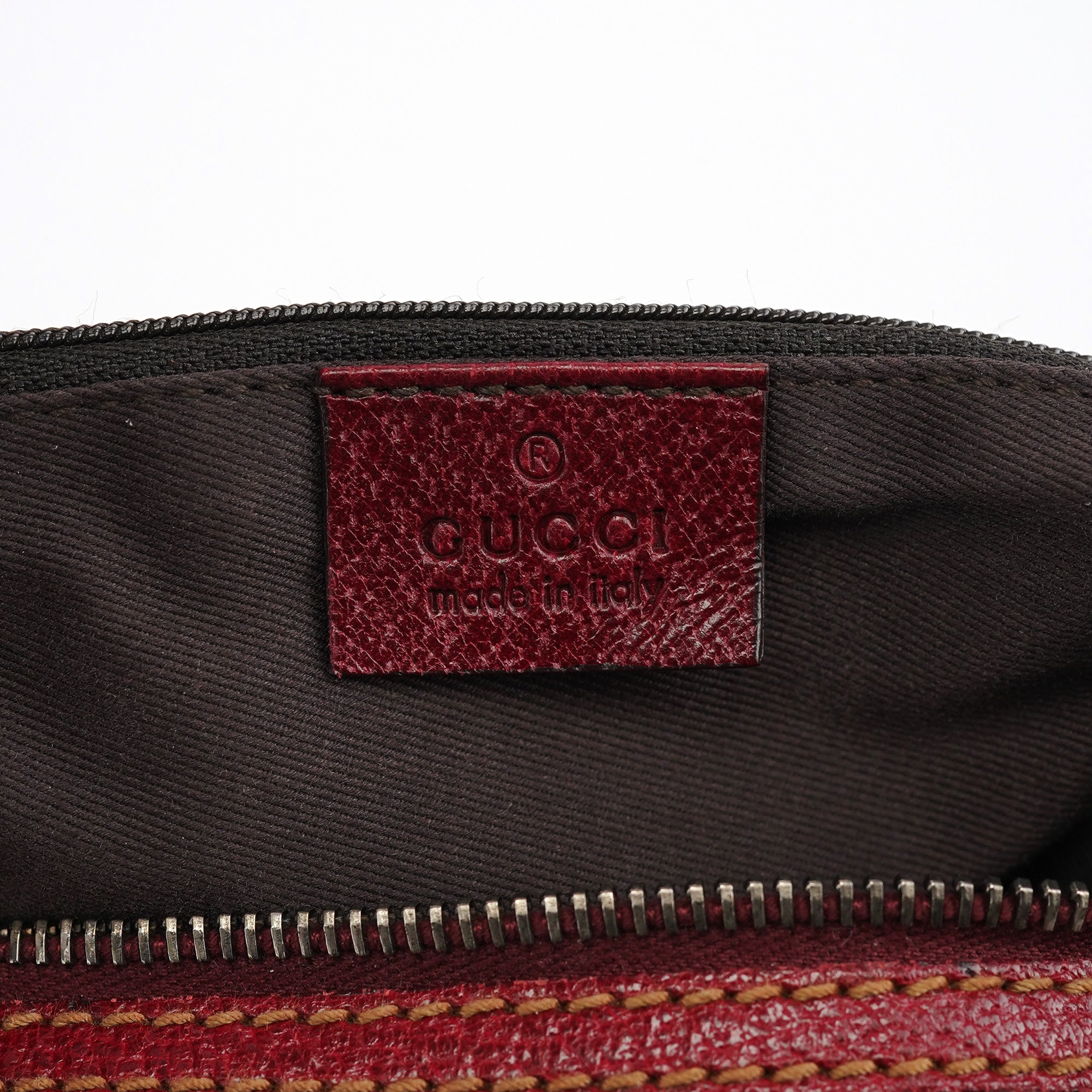 Gucci Beige Burgundy Leather GG Shoulder Bag