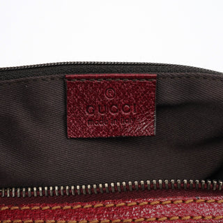Gucci Beige Burgundy Leather GG Shoulder Bag