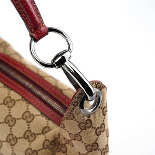Gucci Beige Burgundy Leather GG Shoulder Bag