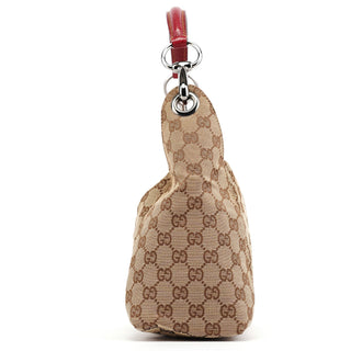 Gucci Beige Burgundy Leather GG Shoulder Bag