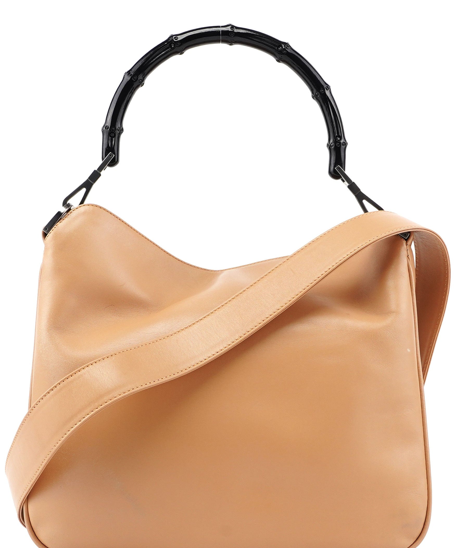 Gucci Beige Calfskin Bamboo 2-Way Bag
