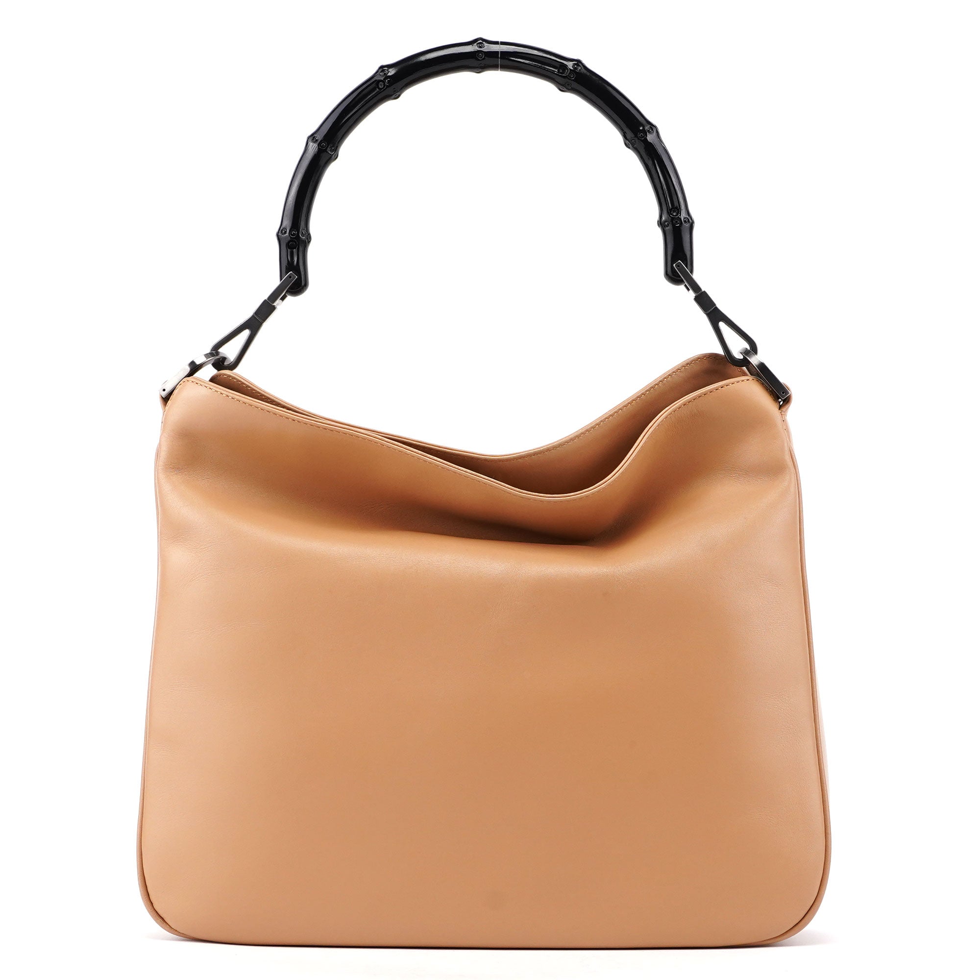 Gucci Beige Calfskin Bamboo 2-Way Bag