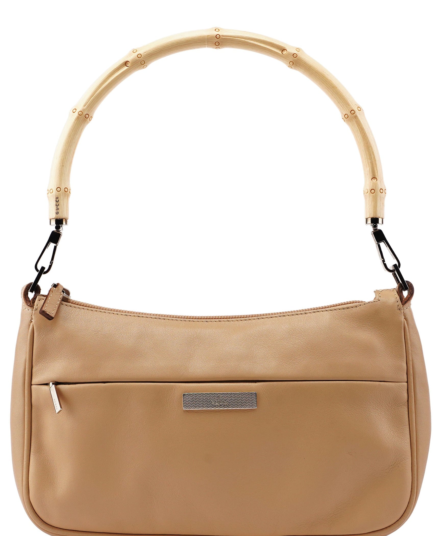Gucci Beige Calfskin Bamboo Shoulder Bag