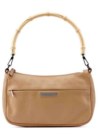 Gucci Beige Calfskin Bamboo Shoulder Bag