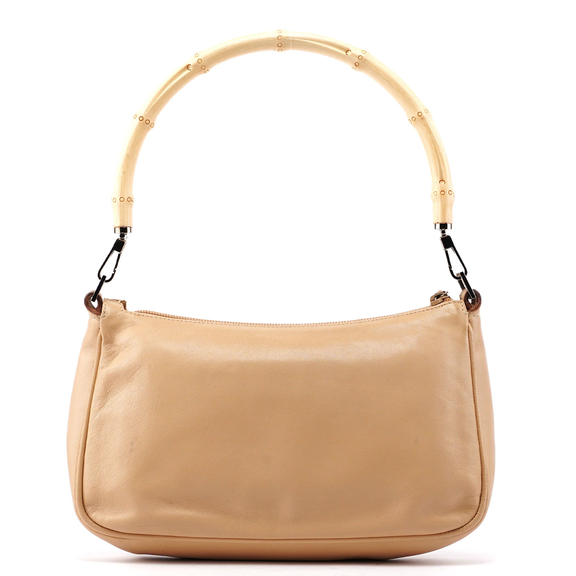 Gucci Beige Calfskin Bamboo Shoulder Bag