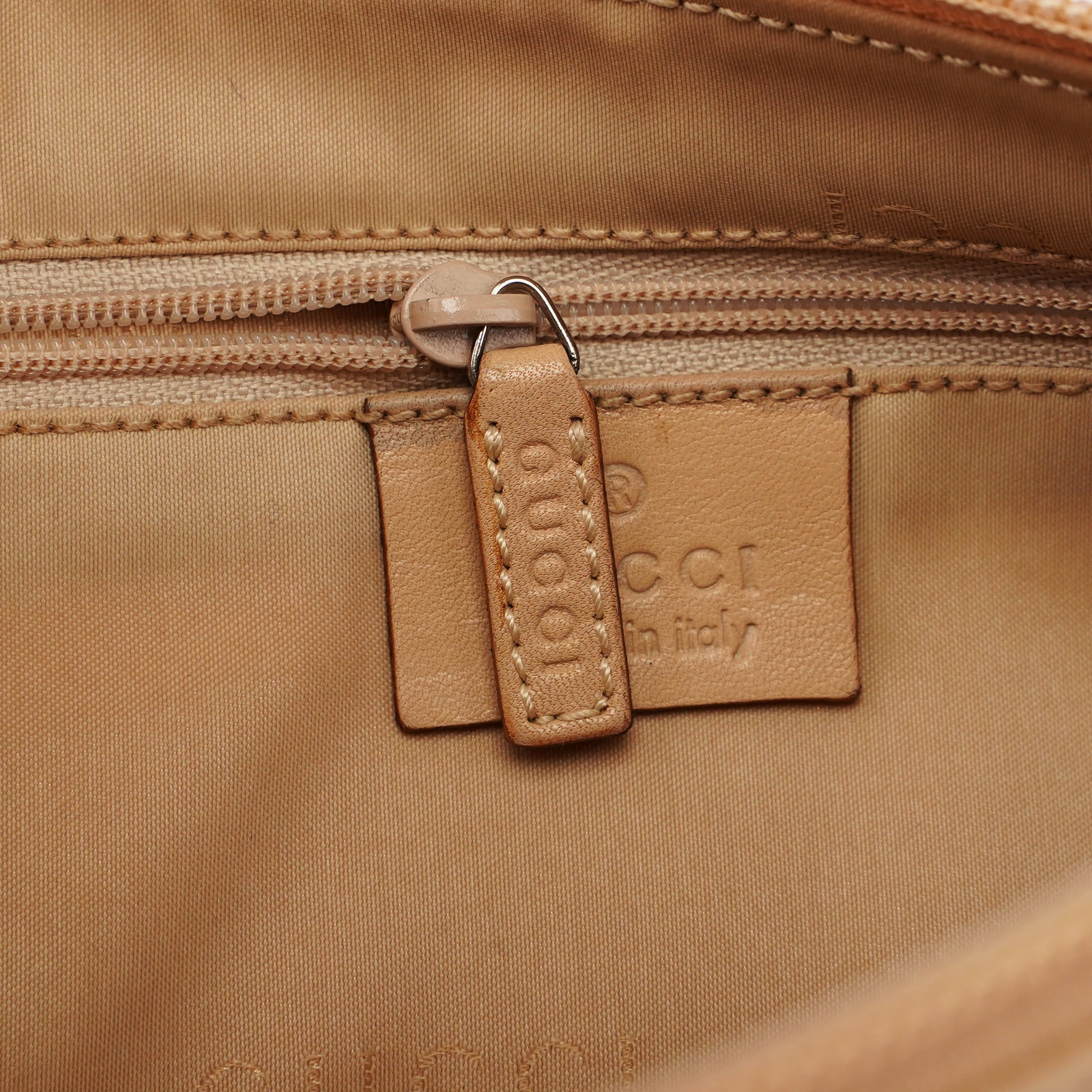 Gucci Beige Calfskin Bamboo Shoulder Bag