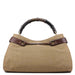 Gucci Beige Canvas Bamboo Top Handle Bag