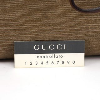 Gucci Beige Canvas Bamboo Top Handle Bag