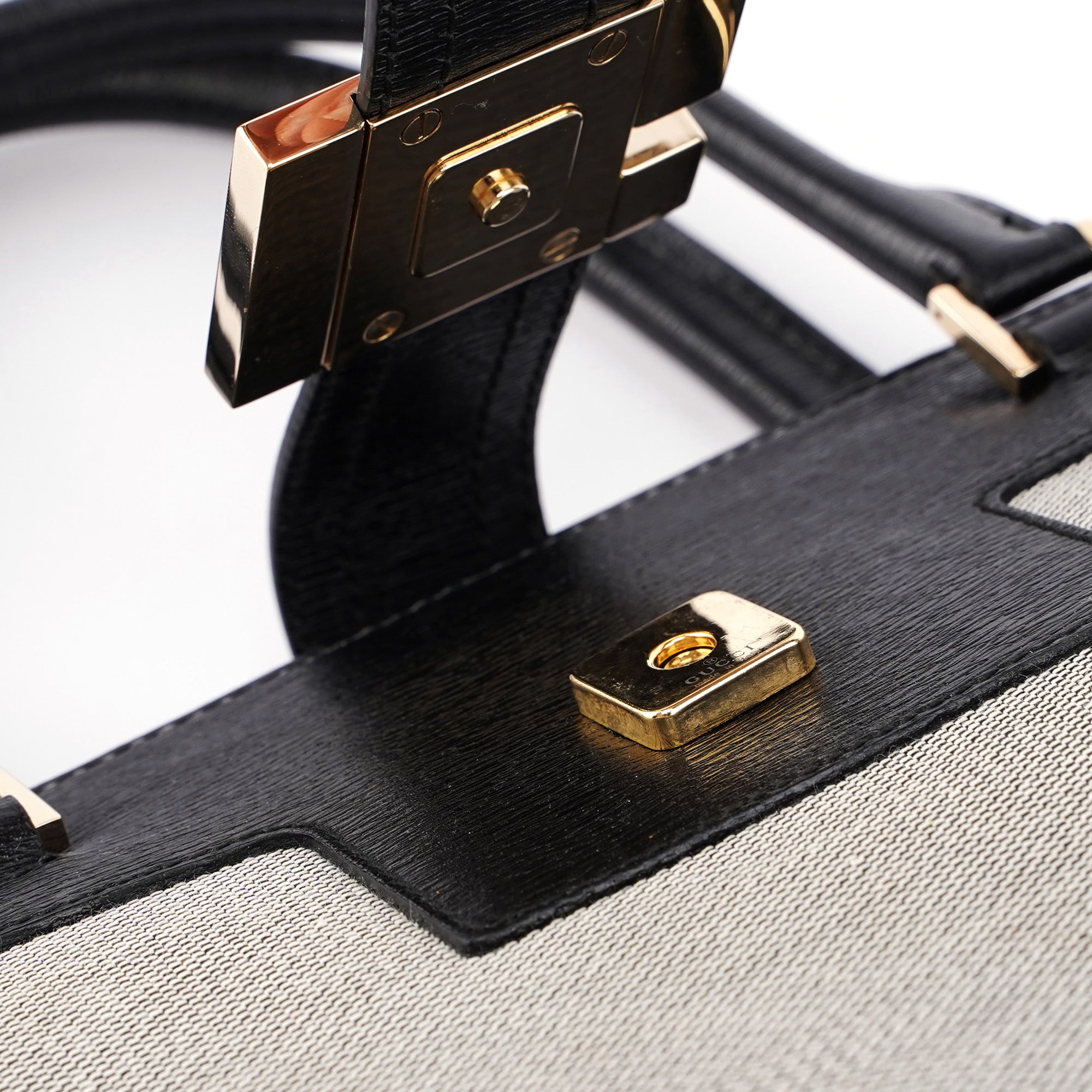 Gucci Beige Canvas Gold Square G Tote