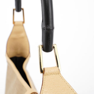 Gucci Beige Canvas Jackie Bamboo Shoulder Bag