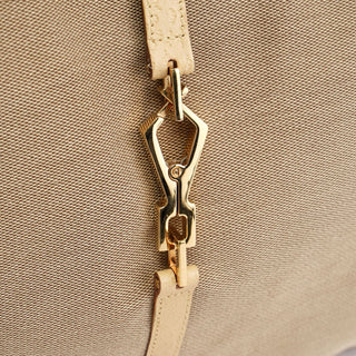 Gucci Beige Canvas Jackie Bamboo Shoulder Bag