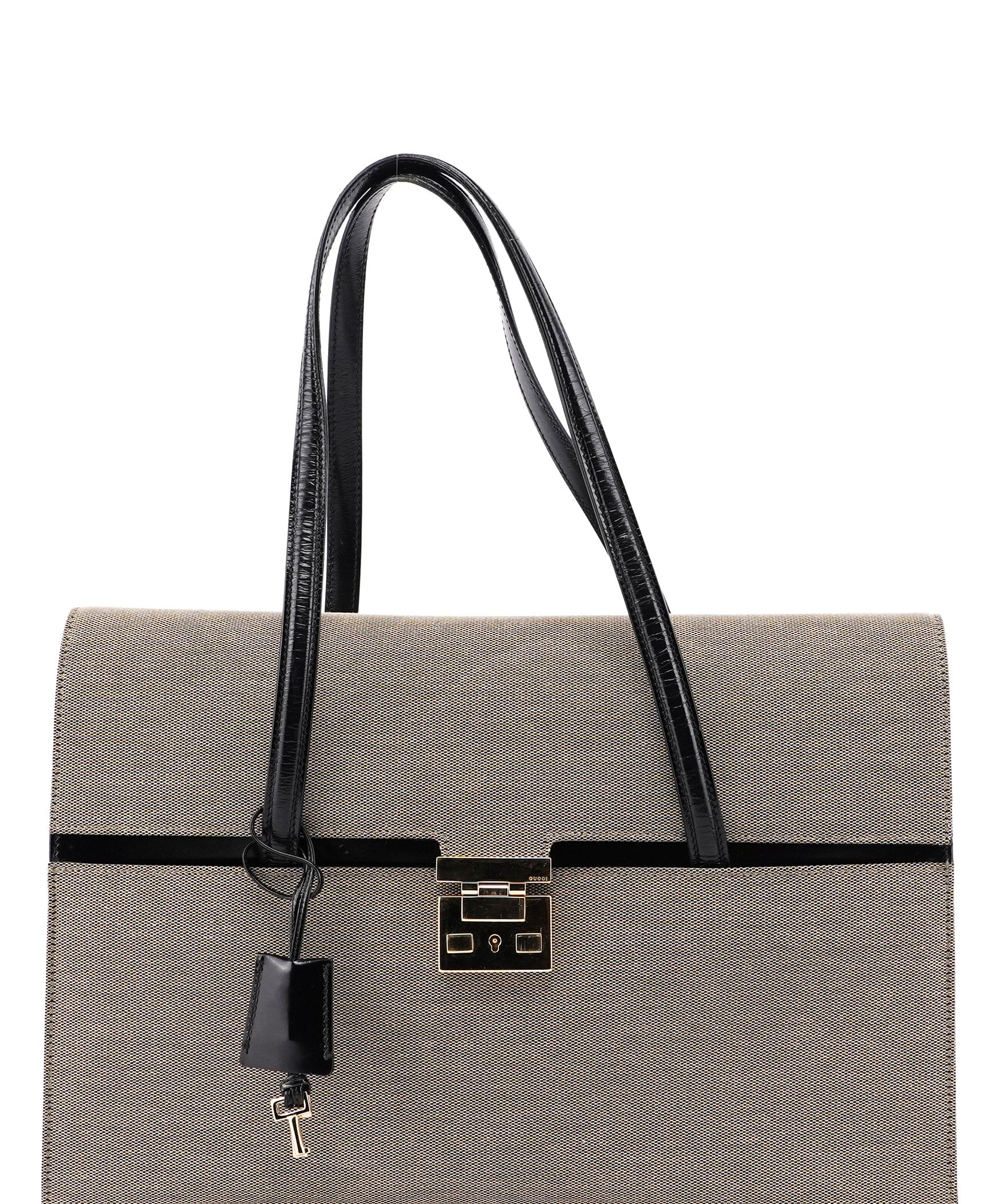 Gucci Beige Canvas Keylock Shoulder Bag