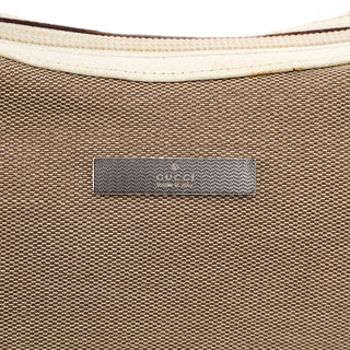 Gucci Beige Canvas Silver Chain Shoulder Bag