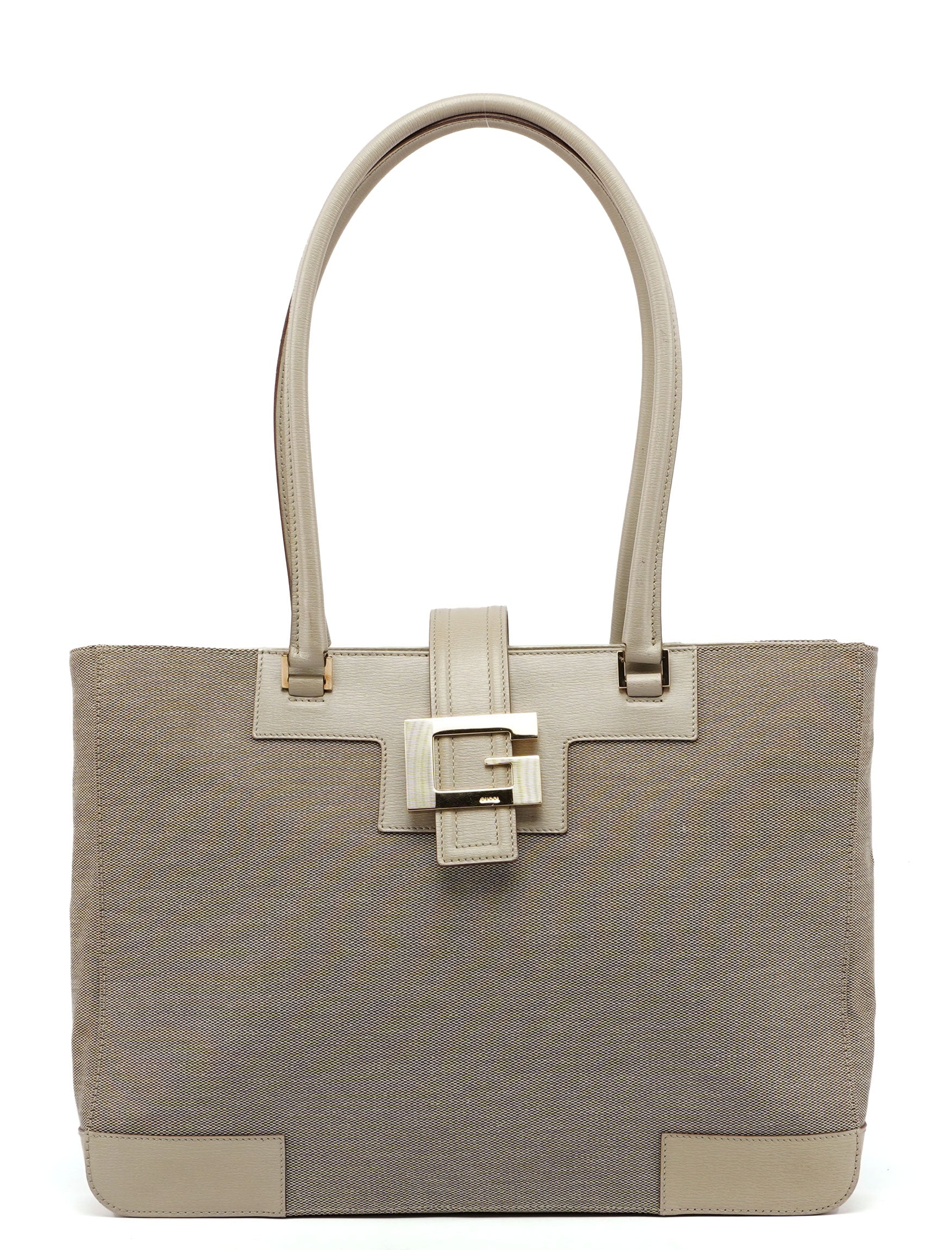 Gucci Beige Canvas Square G Tote Bag