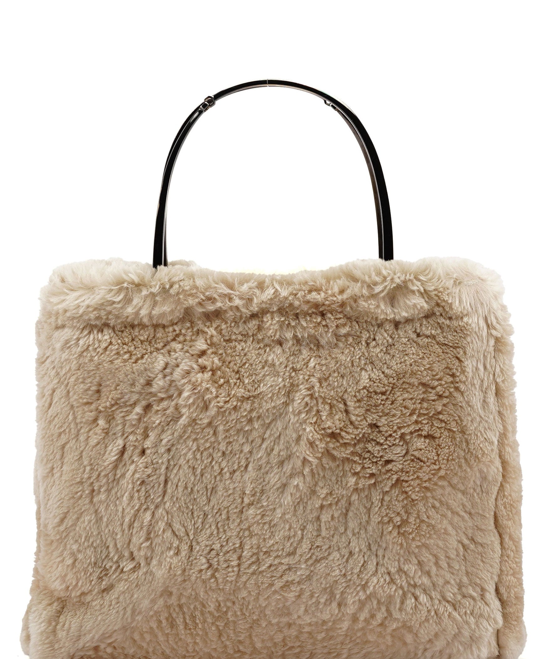 Gucci Beige Fur Horsebit Tote Bag