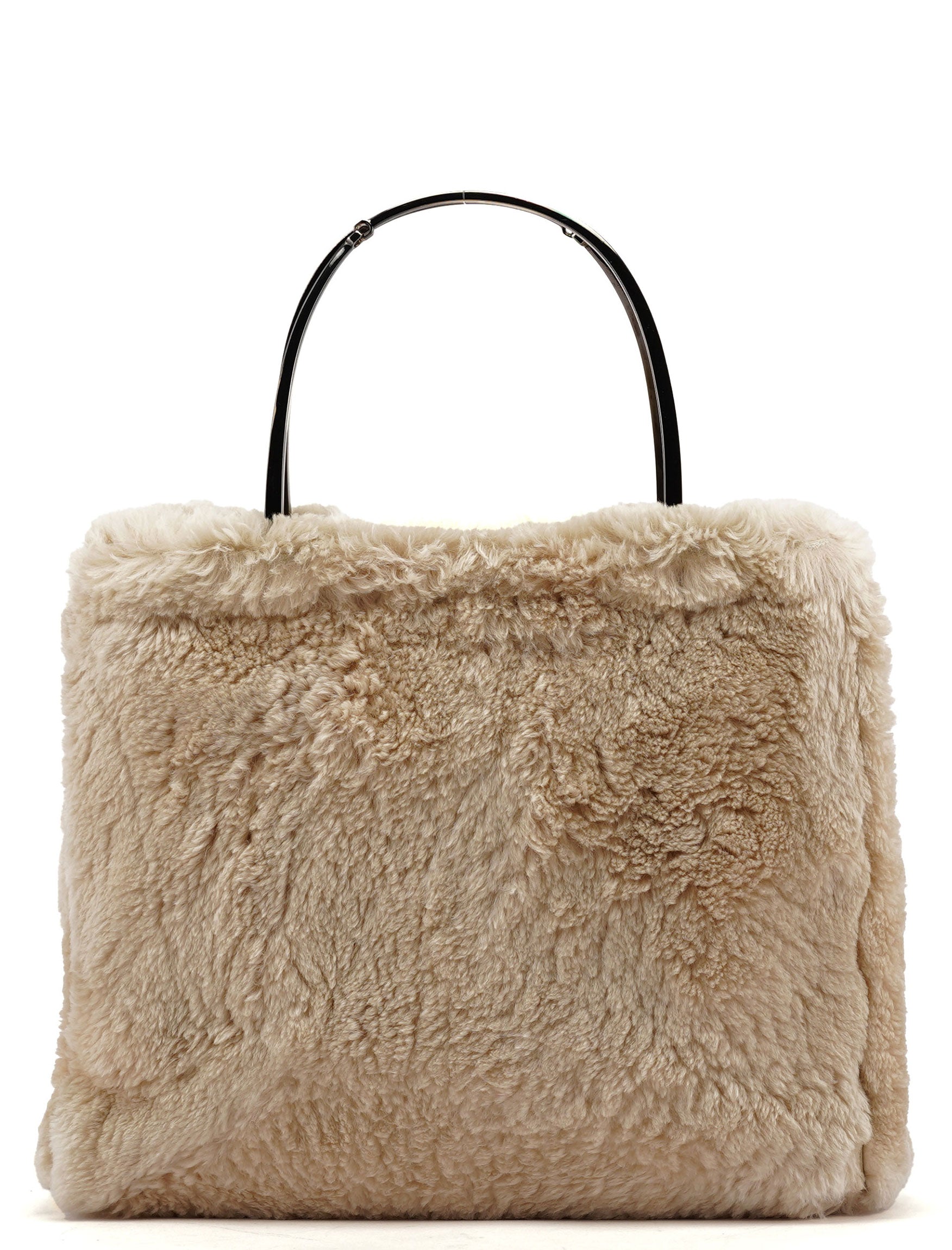 Gucci Beige Fur Horsebit Tote Bag
