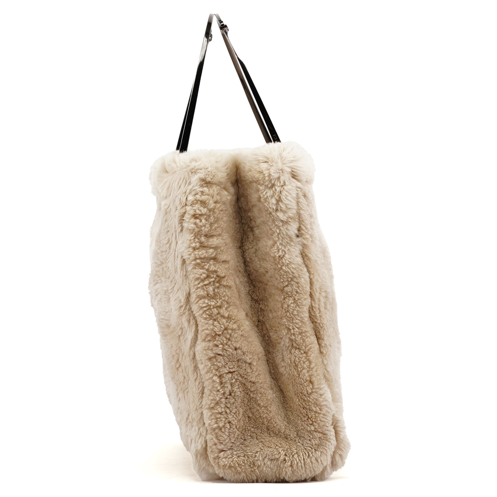 Gucci Beige Fur Horsebit Tote Bag