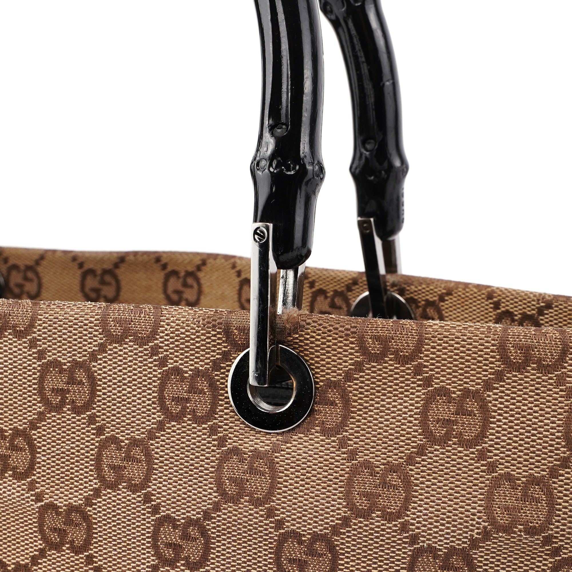 Gucci Sac cabas deux portés Bamboo en toile GG beige