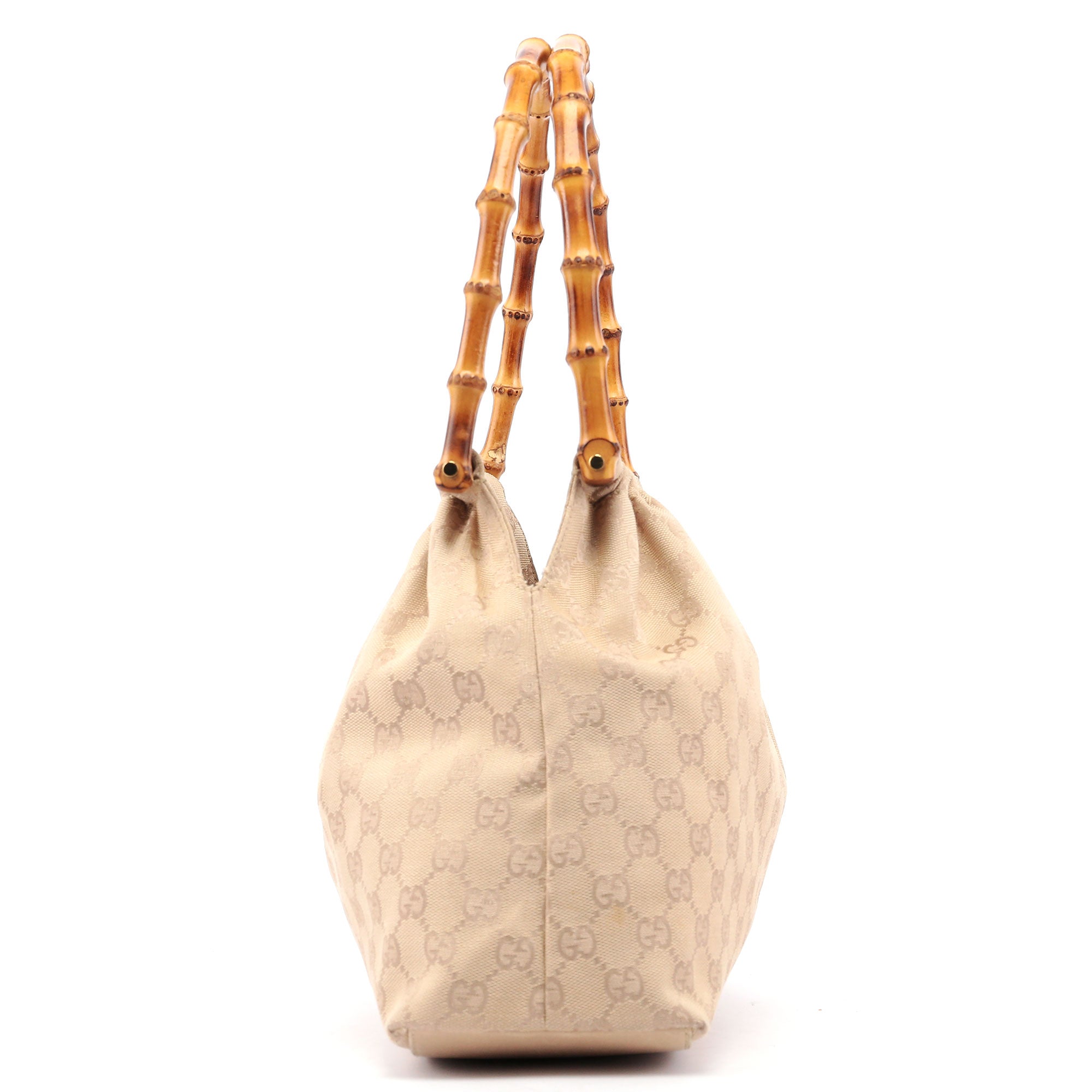 Gucci Sac à poignée Bamboo en toile GG beige