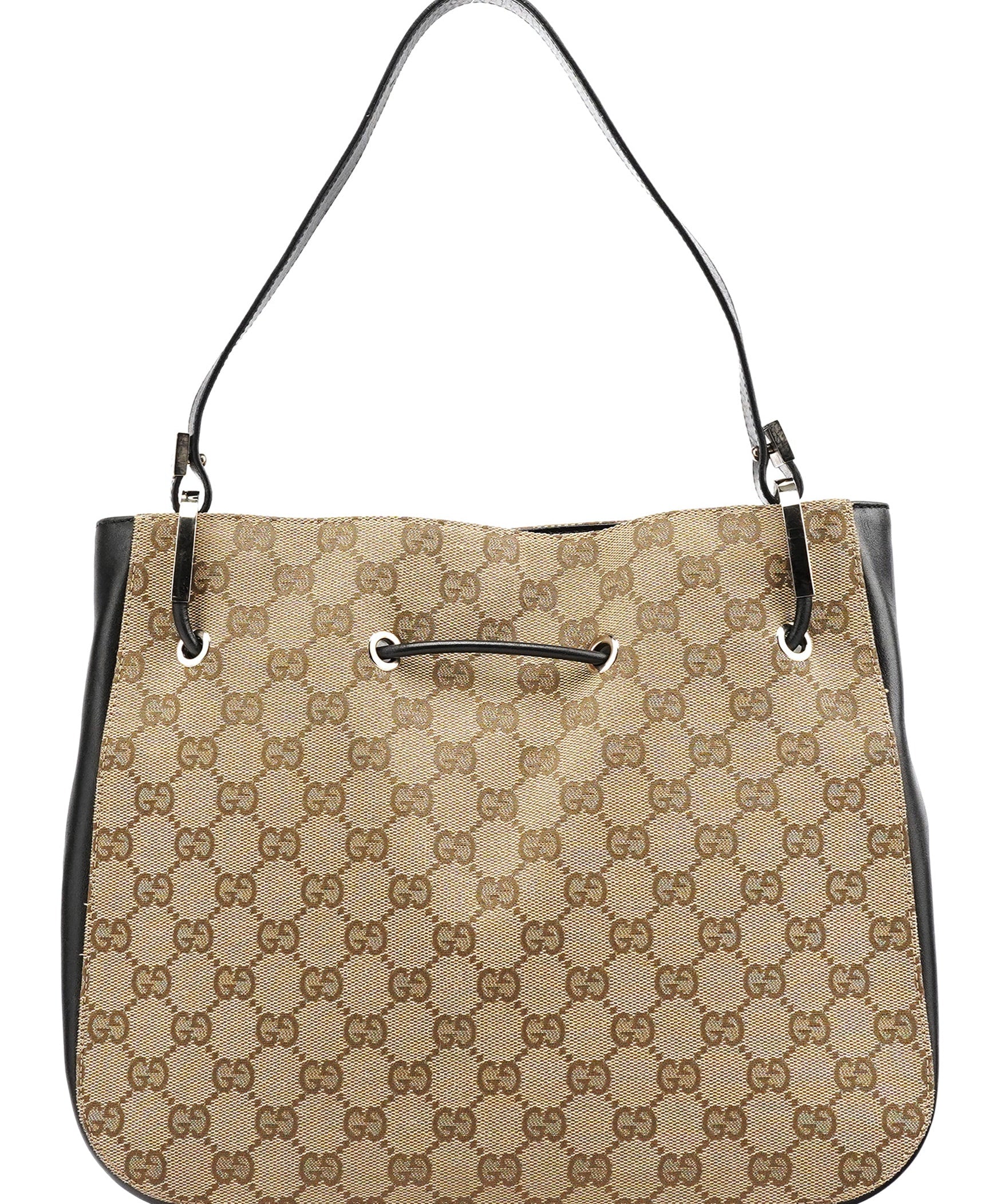 Gucci Borsa a spalla con coulisse in tela GG beige