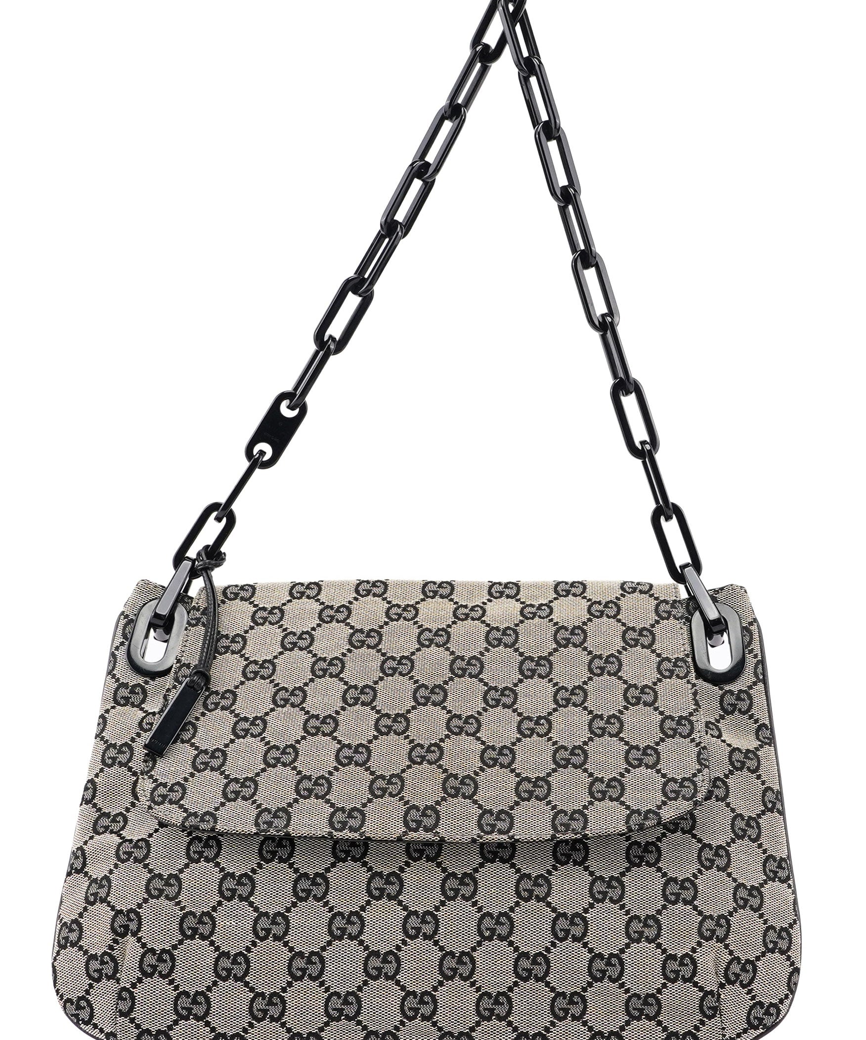 Gucci Beige GG Flap Plastic Chain Shoulder Bag
