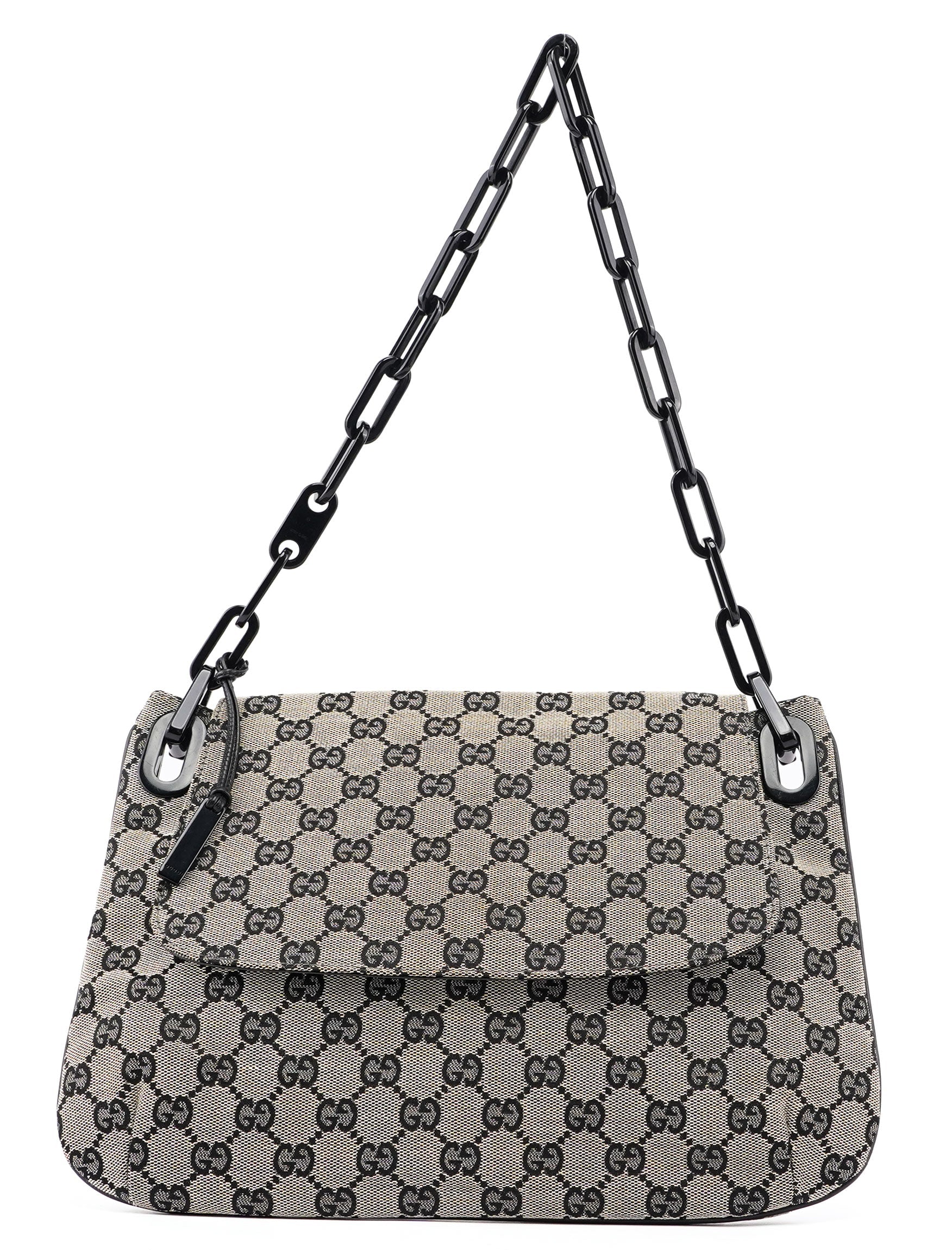 Gucci Beige GG Flap Plastic Chain Shoulder Bag