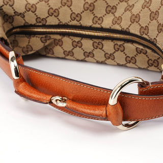 Gucci Beige GG Horsebit Hobo Shoulder Bag