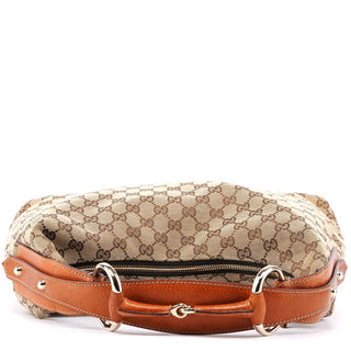 Gucci Beige GG Horsebit Hobo Shoulder Bag