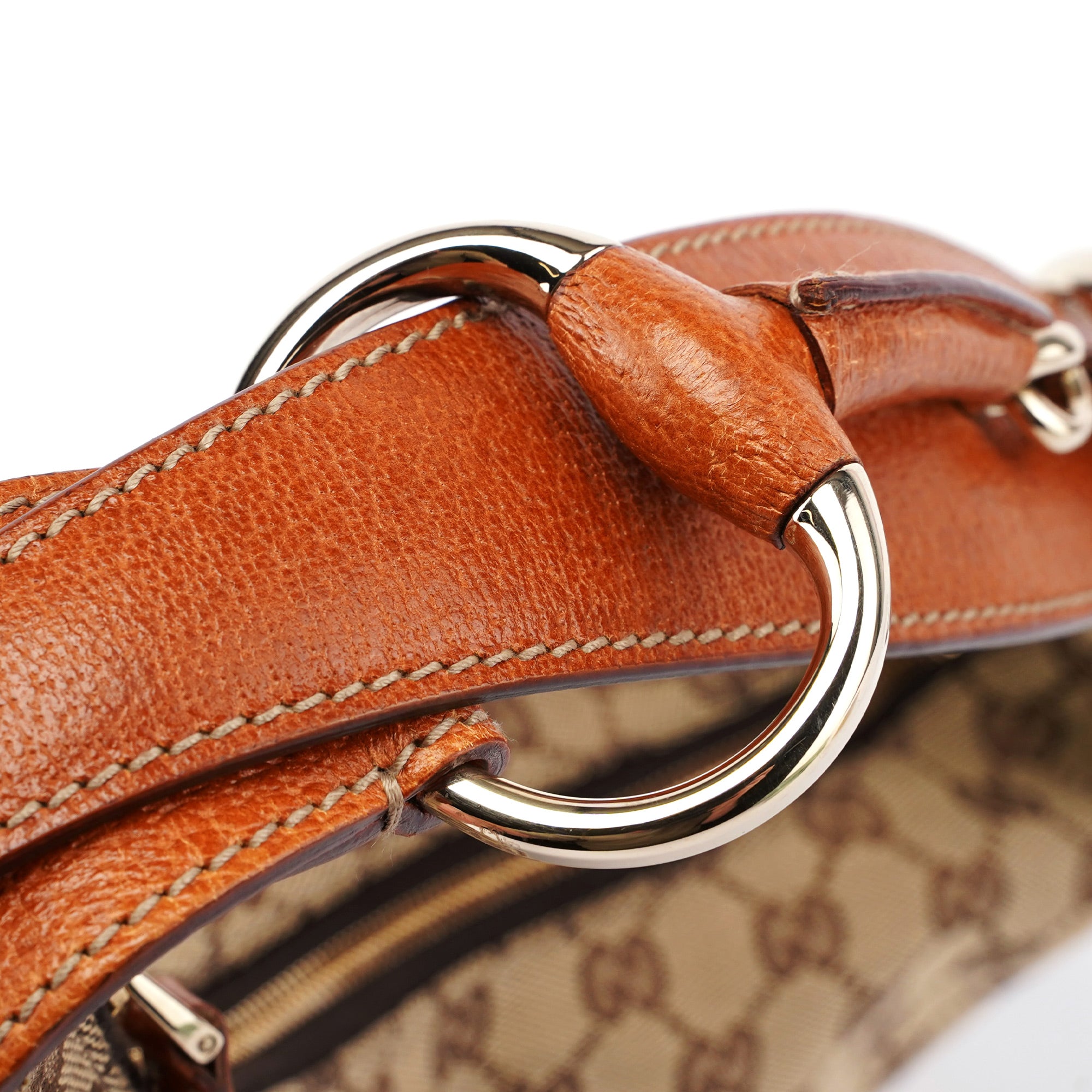 Gucci Beige GG Horsebit Hobo Shoulder Bag