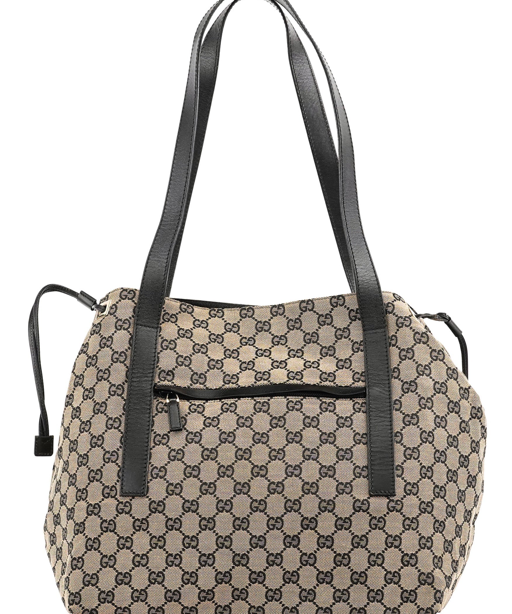 Gucci Shopper van beige GG-canvas en zwart leer