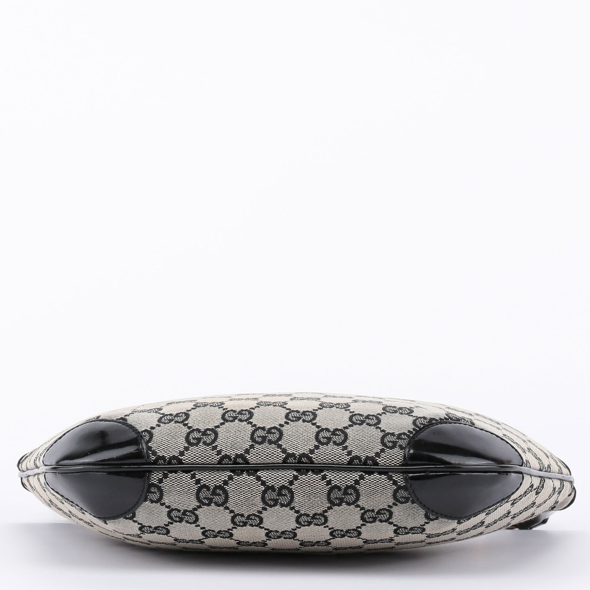 Gucci Sac porté épaule en toile GG beige à finitions en cuir verni