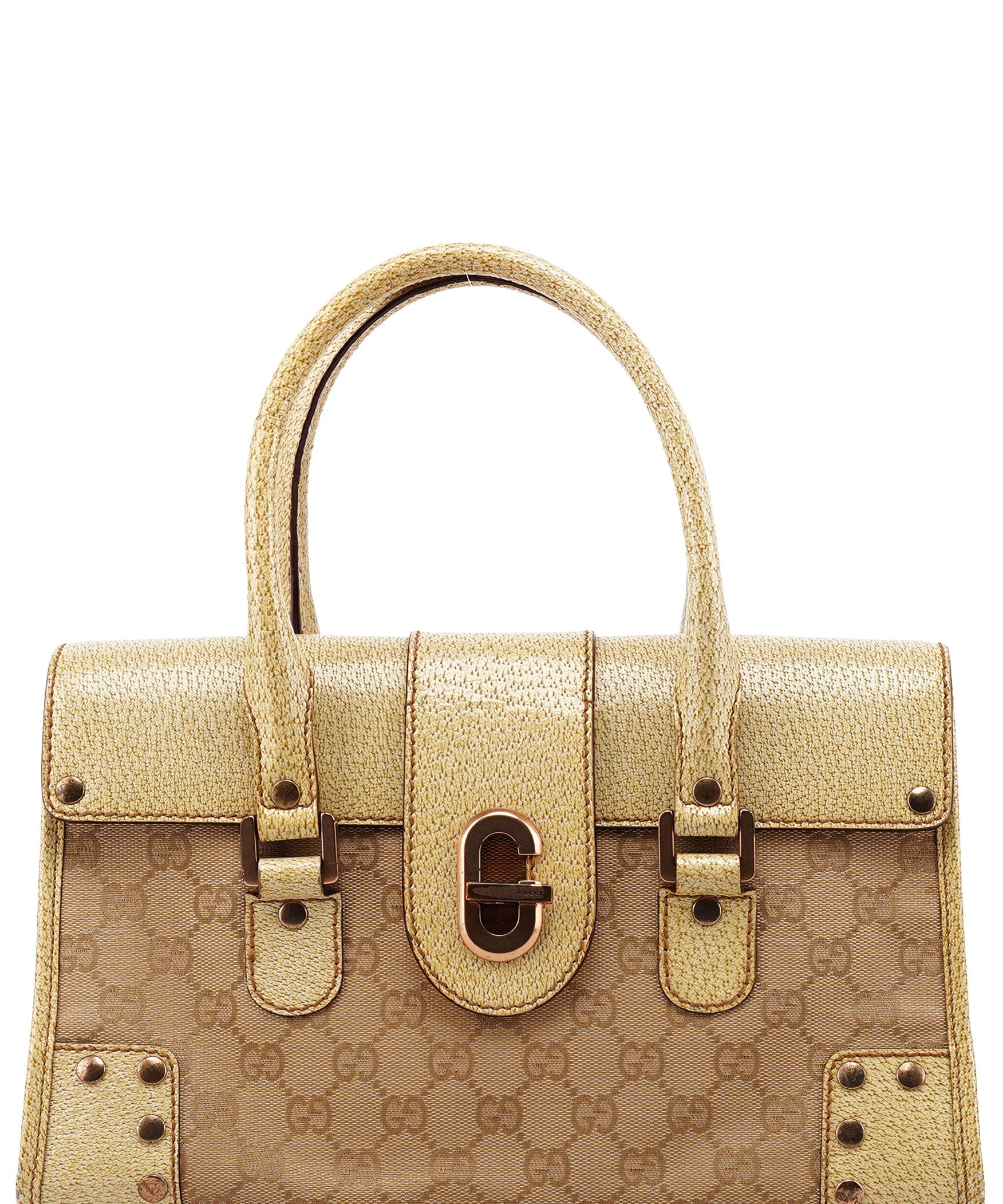 Gucci Beige GG Turnlock Tote Bag