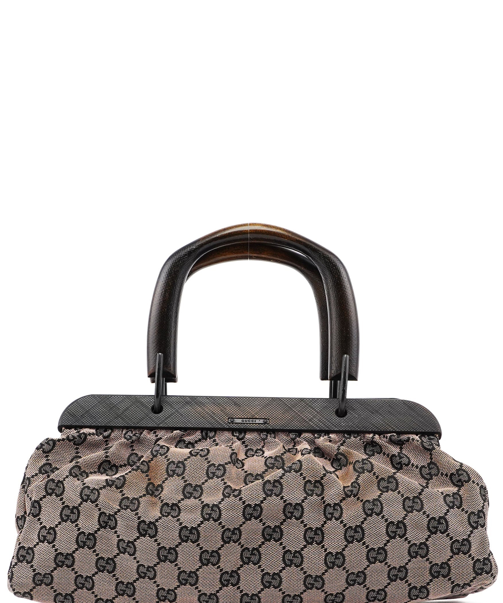 Gucci Beige GG Wood Handle Doctor Bag