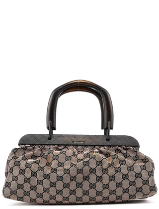 Gucci Beige GG Wood Handle Doctor Bag