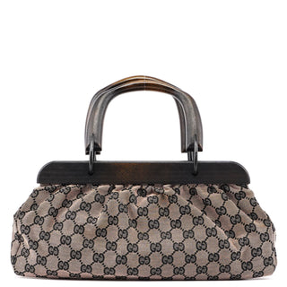 Gucci Beige GG Wood Handle Doctor Bag