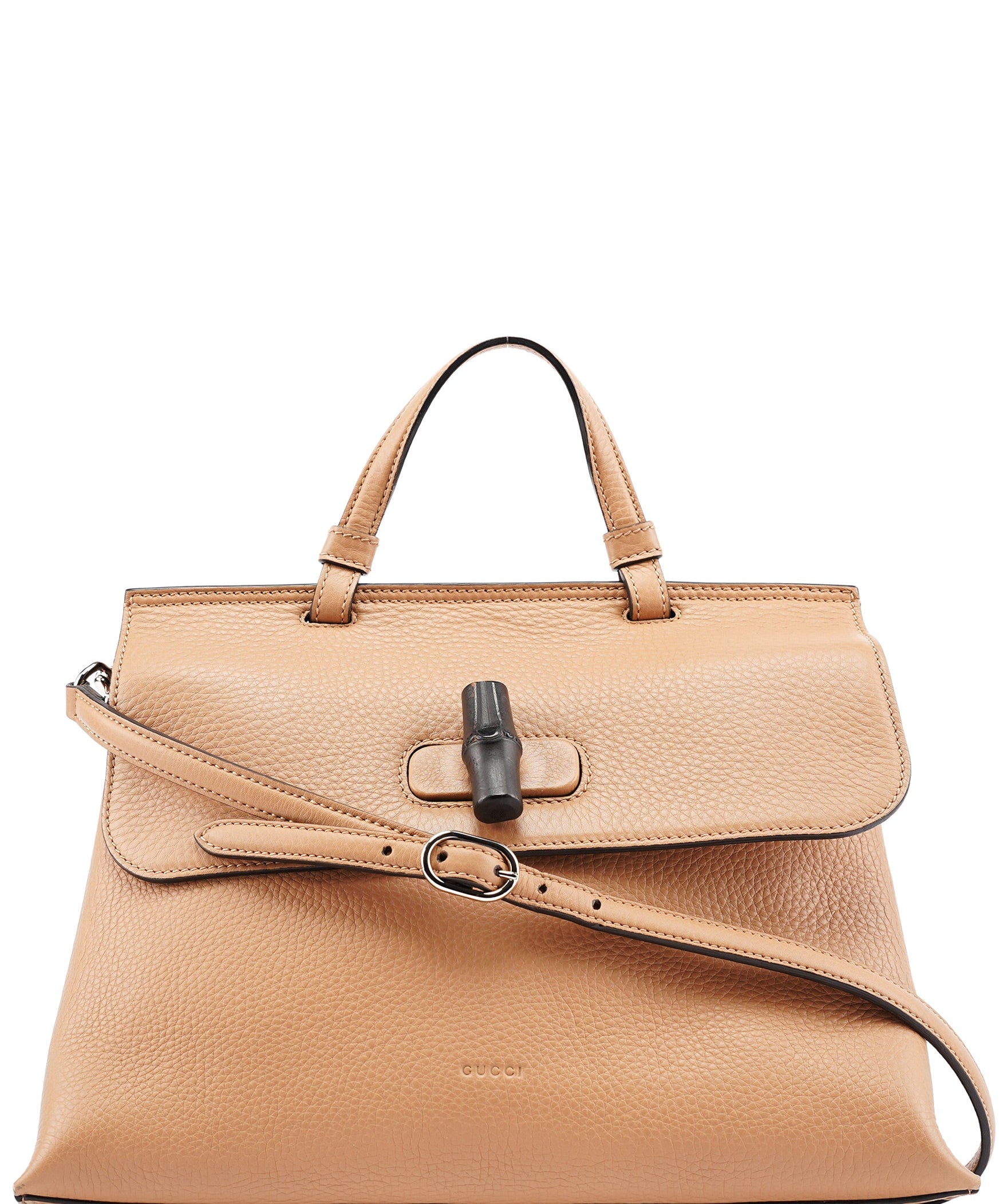 Gucci Beige Leather Bamboo Turnlock 2-Way Bag
