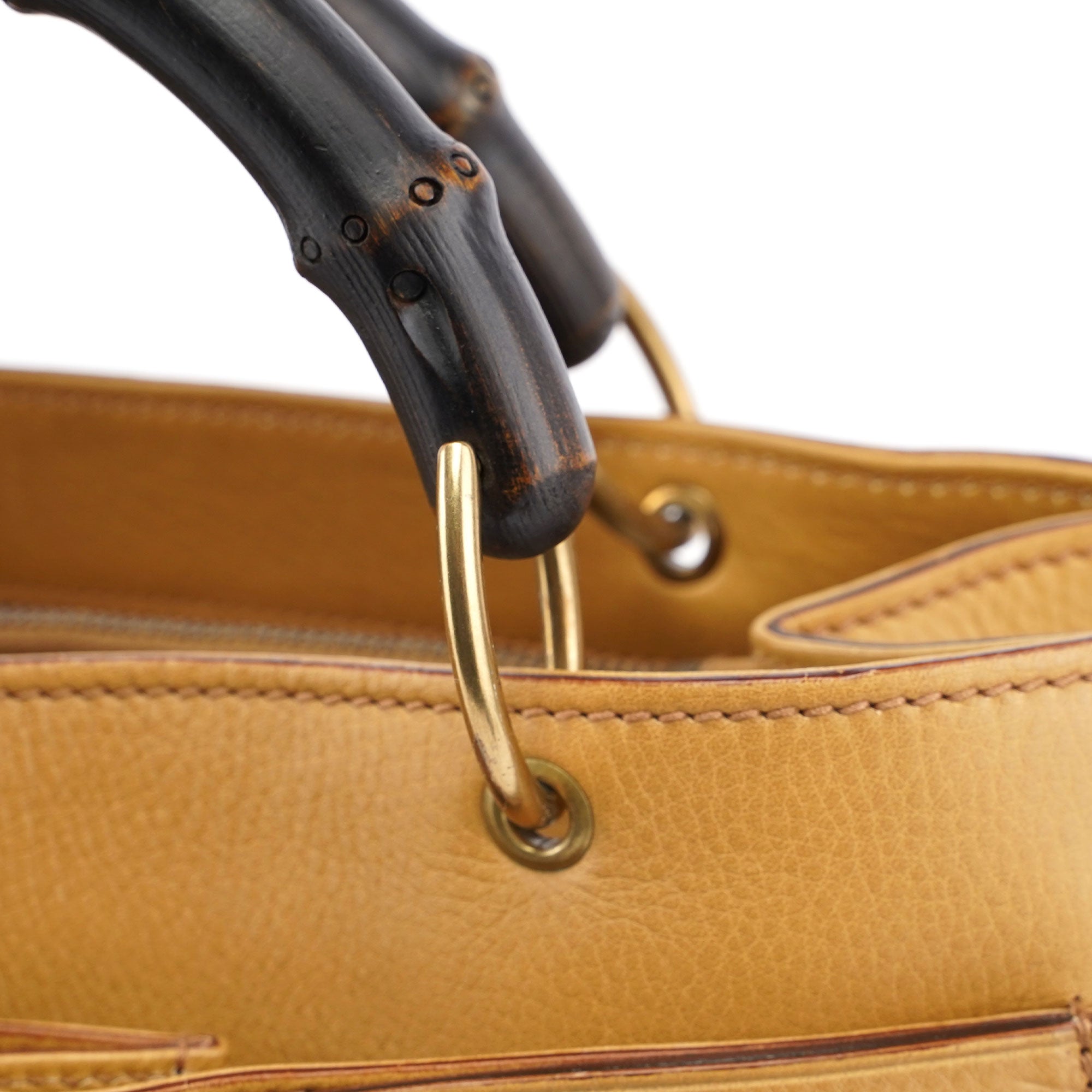 Gucci Sac cabas Bamboo à deux anses en cuir beige