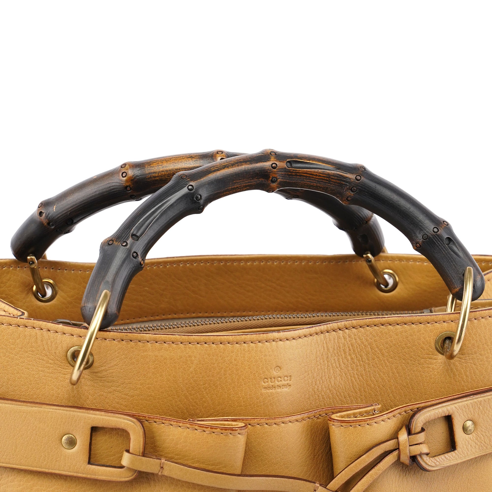 Gucci Sac cabas Bamboo à deux anses en cuir beige