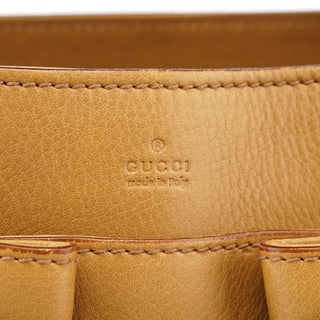 Gucci Beige Leather Dual Handle Bamboo Tote