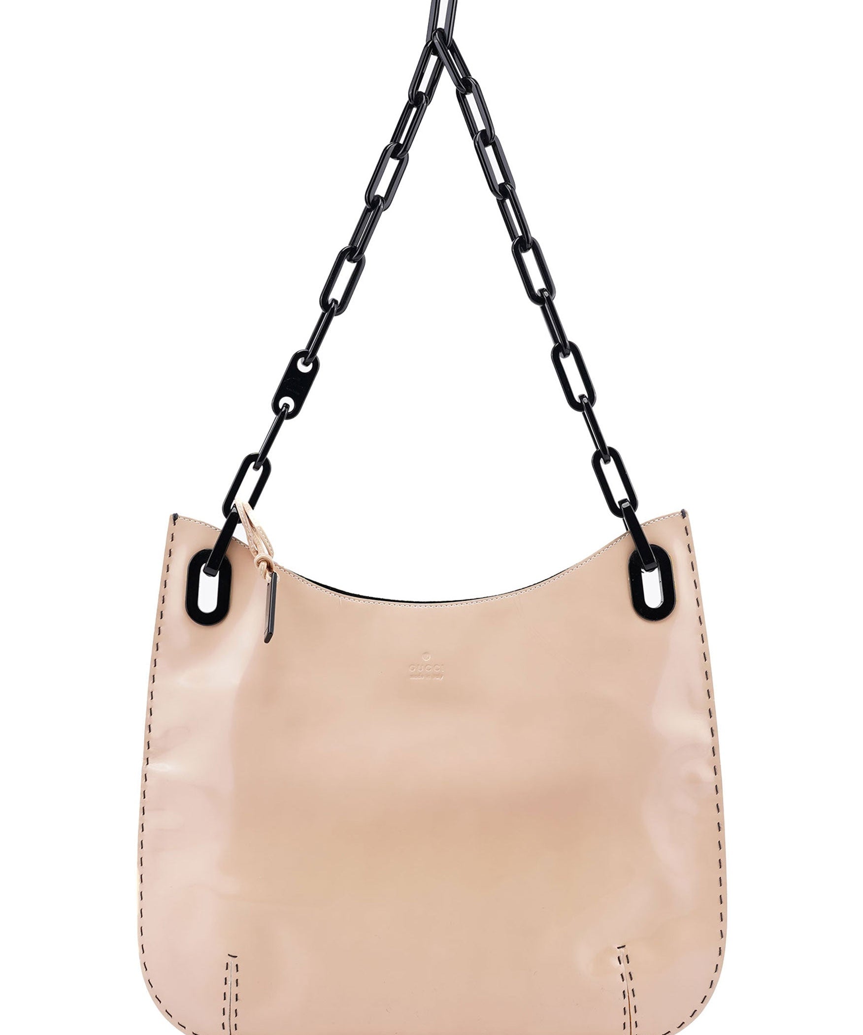 Gucci Beige Patent Leather Chain Shoulder Bag
