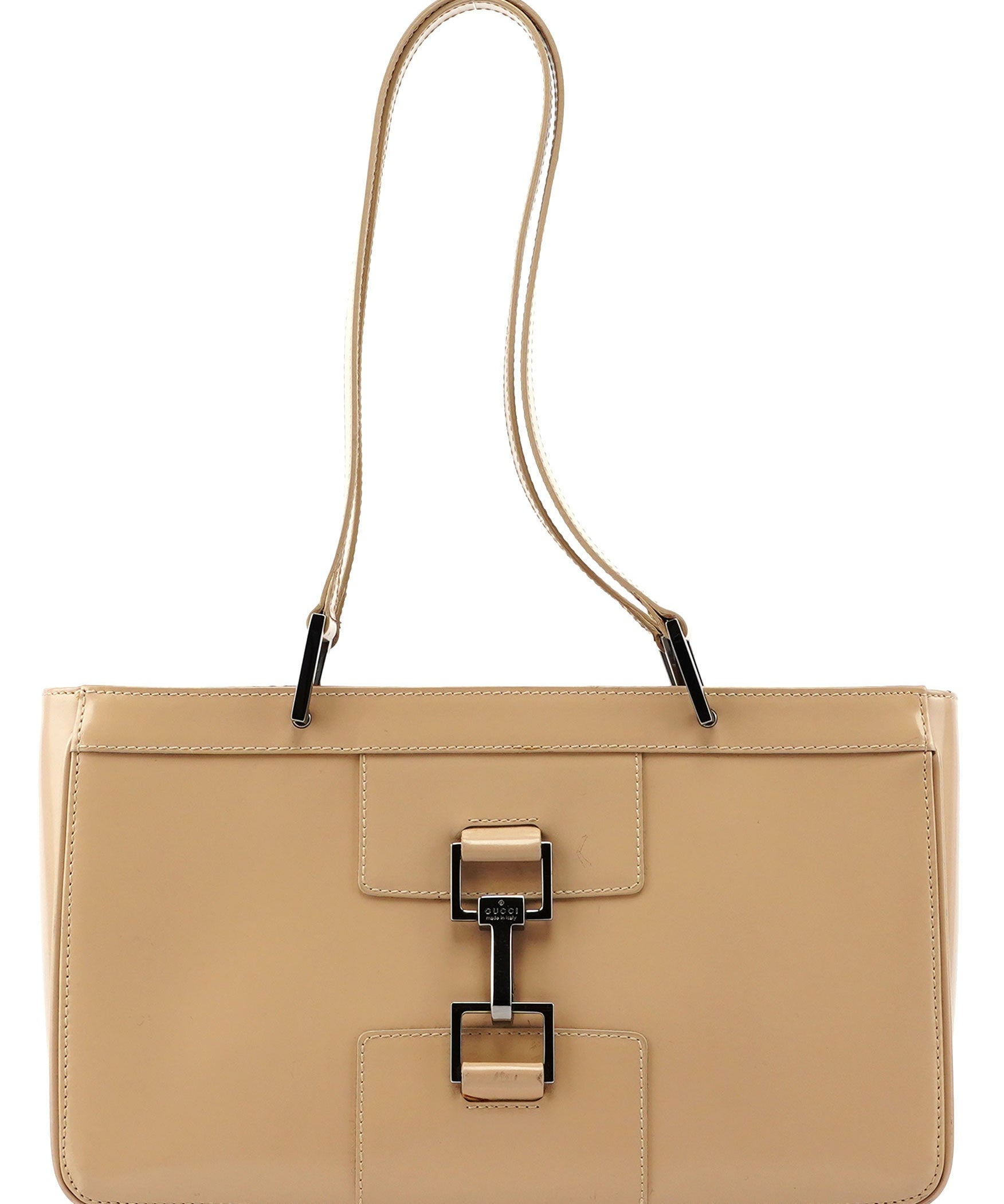 Gucci Beige Patent Leather Jackie Tote