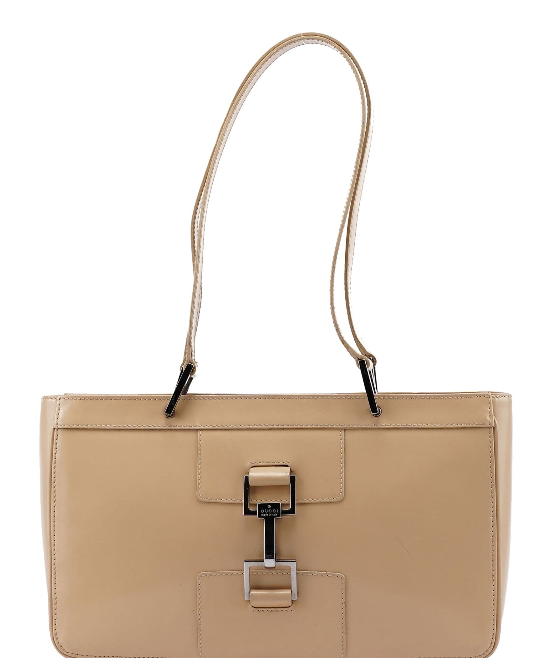 Gucci Beige Patent Leather Jackie Tote Bag