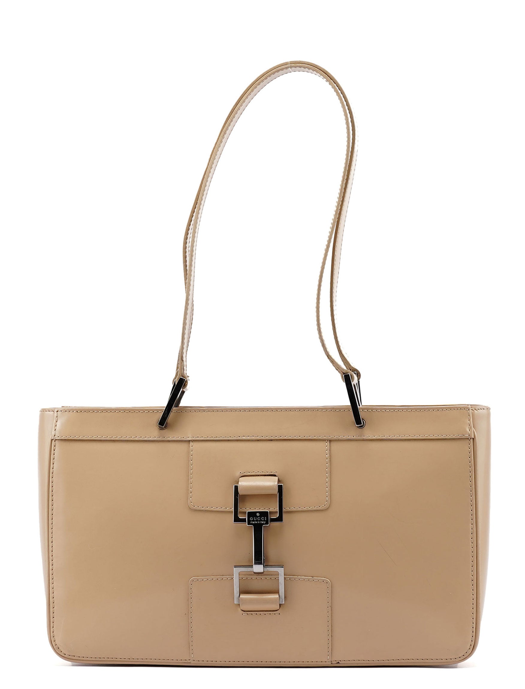 Gucci Beige Patent Leather Jackie Tote Bag