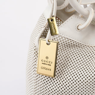 Gucci Beige Perforated Leather Drawstring Bag