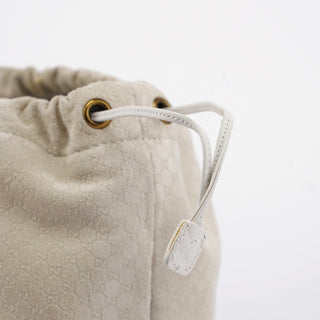 Gucci Beige Perforated Leather Drawstring Bag