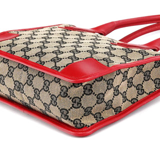 Gucci Beige Red GG Leather Tote Bag